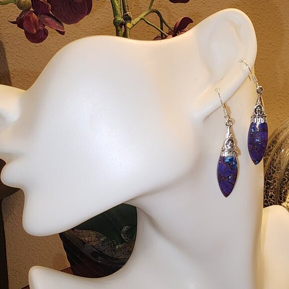 Jewelry - sterling-silver-purple-copper-turquoise earrings